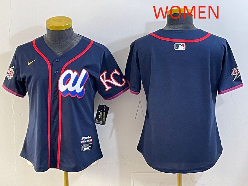 Women 2025 Kansas City Royals Blank Drak Blue All star Nike MLB Jersey style 01